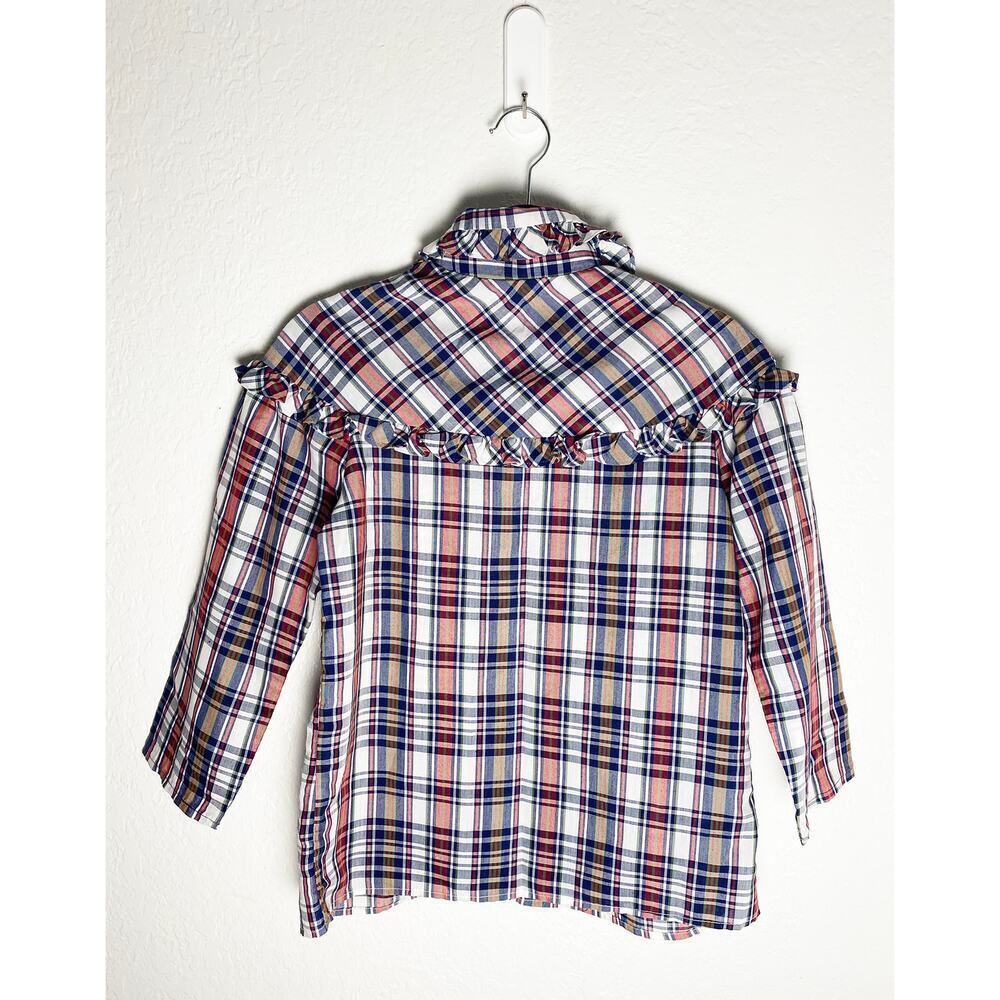 Vintage Romance California Womens Plaid Button Up Blouse Ruffles Western Country - Picture 2 of 9